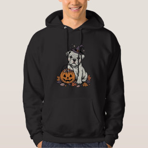 Vintage Engraved Halloween Bulldog Pumpkin Design_ Hoodie
