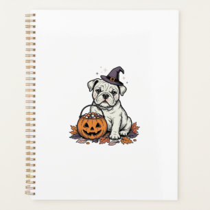 Vintage Engraved Halloween Bulldog Pumpkin Design_ Planner