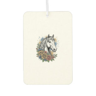 Vintage Engraved Horse Floral Vector Shirt Design_ Car Air Freshener