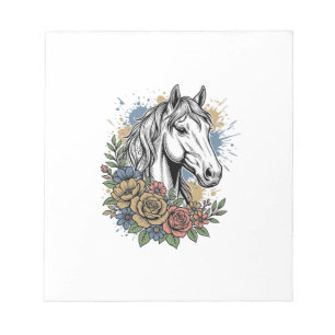 Vintage Engraved Horse Floral Vector Shirt Design_ Notepad
