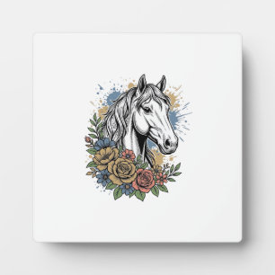 Vintage Engraved Horse Floral Vector Shirt Design_ Plaque