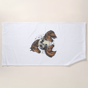 Vintage Engraved Horse Moon Vector T-Shirt Design_ Beach Towel