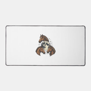 Vintage Engraved Horse Moon Vector T-Shirt Design_ Desk Mat