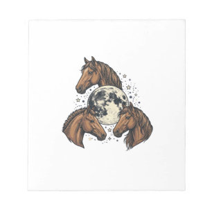 Vintage Engraved Horse Moon Vector T-Shirt Design_ Notepad