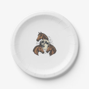 Vintage Engraved Horse Moon Vector T-Shirt Design_ Paper Plate