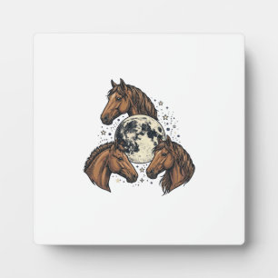 Vintage Engraved Horse Moon Vector T-Shirt Design_ Plaque