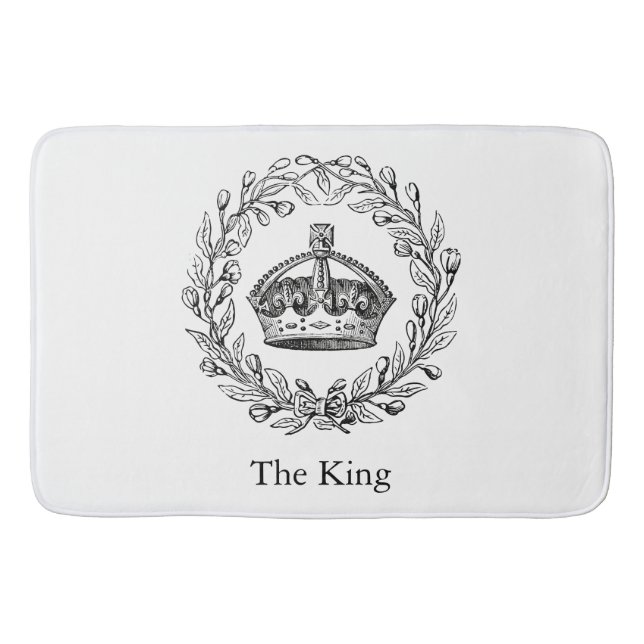 Vintage Engraved King's Crown and Laurel Wreath Bath Mat (Front)
