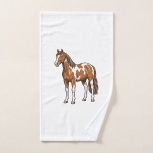 Vintage Engraved Pinto Horse Vector Design_1 Hand Towel