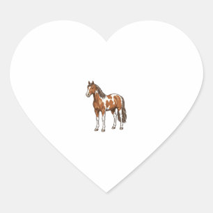 Vintage Engraved Pinto Horse Vector Design_1 Heart Sticker