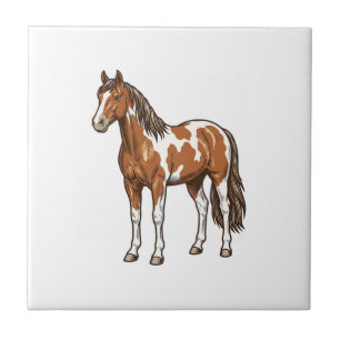 Vintage Engraved Pinto Horse Vector Design_1 Tile