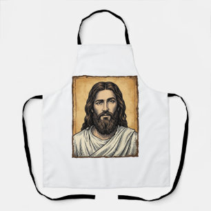 Vintage Engraved Religious Portrait Shirt Design_1 Apron