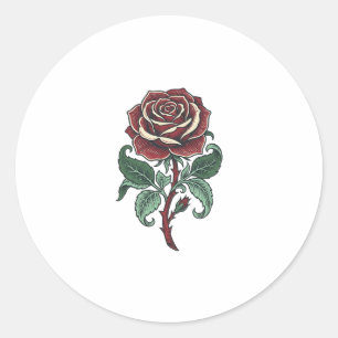 Vintage Engraved Rose Floral Shirt Design_1 Classic Round Sticker