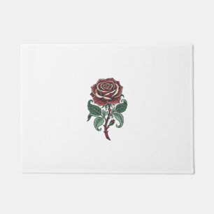 Vintage Engraved Rose Floral Shirt Design_1 Doormat