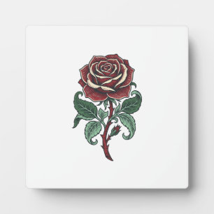 Vintage Engraved Rose Floral Shirt Design_1 Plaque