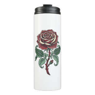 Vintage Engraved Rose Floral Shirt Design_1 Thermal Tumbler