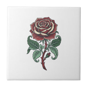 Vintage Engraved Rose Floral Shirt Design_1 Tile