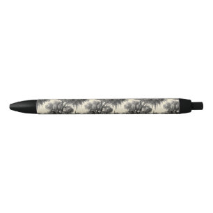 Vintage Engraved Toile de Jouy Seamless Pattern Black Ink Pen