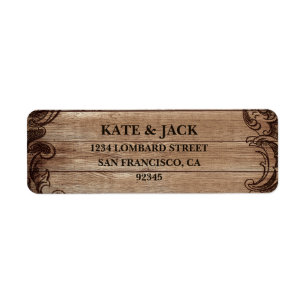 Vintage Engraved Wood Rustic Return Address