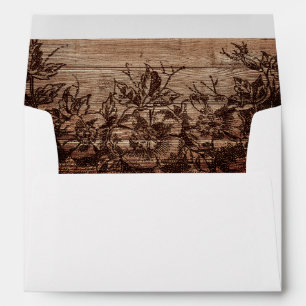 Vintage Engraved Wood Rustic Wedding Envelope