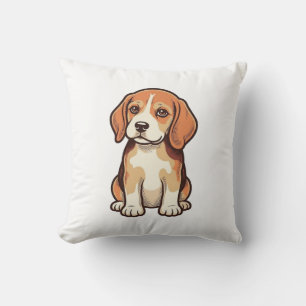Vintage Engraving Beagle Puppy Vector Art_1 Cushion