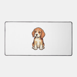 Vintage Engraving Beagle Puppy Vector Art_1 Desk Mat