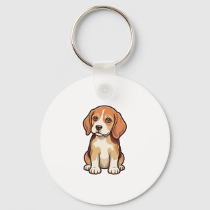 Vintage Engraving Beagle Puppy Vector Art_1 Key Ring