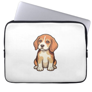 Vintage Engraving Beagle Puppy Vector Art_1 Laptop Sleeve