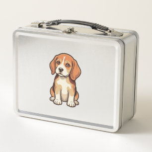 Vintage Engraving Beagle Puppy Vector Art_1 Metal Lunch Box