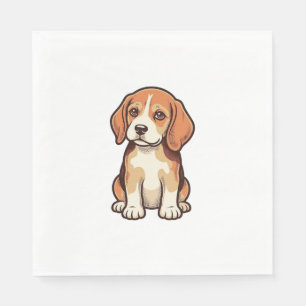 Vintage Engraving Beagle Puppy Vector Art_1 Napkin