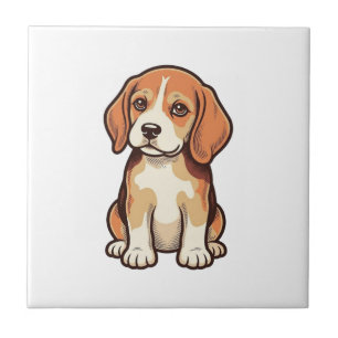 Vintage Engraving Beagle Puppy Vector Art_1 Tile