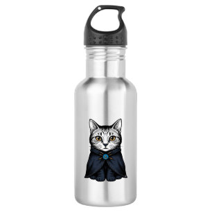 Vintage Engraving Cat Portrait Illustration Design 532 Ml Water Bottle