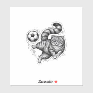 Vintage Engraving Cat Soccer Kick Shirt Design (4)