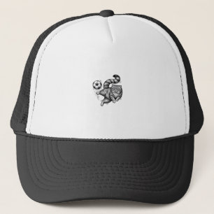 Vintage Engraving Cat Soccer Kick Shirt Design (4) Trucker Hat