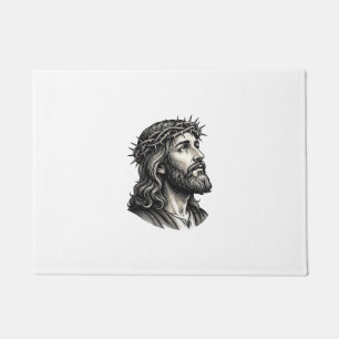 Vintage Engraving Crown of Thorns Portrait Design_ Doormat