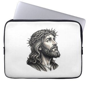 Vintage Engraving Crown of Thorns Portrait Design_ Laptop Sleeve
