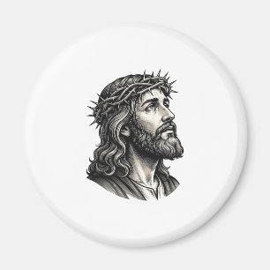 Vintage Engraving Crown of Thorns Portrait Design_ Magnet