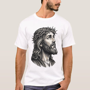 Vintage Engraving Crown of Thorns Portrait Design_ T-Shirt