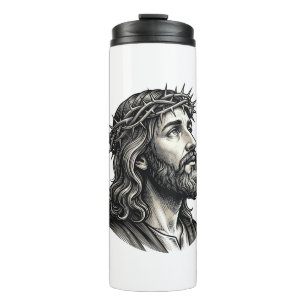 Vintage Engraving Crown of Thorns Portrait Design_ Thermal Tumbler