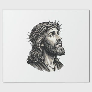 Vintage Engraving Crown of Thorns Portrait Design_ Wrapping Paper