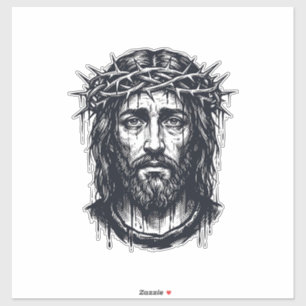 Vintage Engraving Crown of Thorns Sacred Portrait 