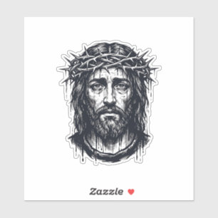 Vintage Engraving Crown of Thorns Sacred Portrait 