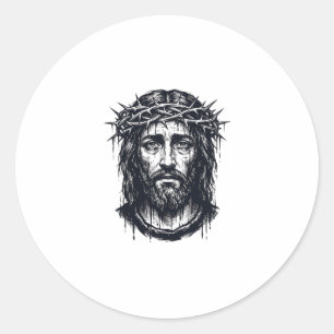 Vintage Engraving Crown of Thorns Sacred Portrait  Classic Round Sticker
