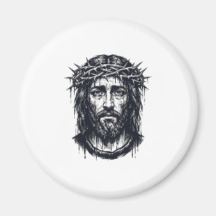 Vintage Engraving Crown of Thorns Sacred Portrait  Magnet