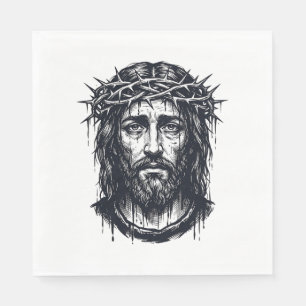 Vintage Engraving Crown of Thorns Sacred Portrait  Napkin