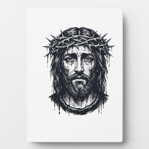 Vintage Engraving Crown of Thorns Sacred Portrait  Plaque