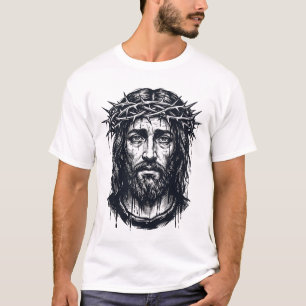 Vintage Engraving Crown of Thorns Sacred Portrait  T-Shirt