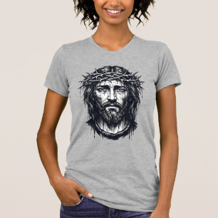 Vintage Engraving Crown of Thorns Sacred Portrait T-Shirt