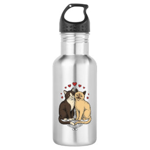 Vintage Engraving Cute Cat Couple Love Design_1 532 Ml Water Bottle