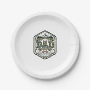 Vintage Engraving Dad Mountain Badge Shirt Design_ Paper Plate