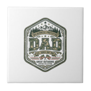 Vintage Engraving Dad Mountain Badge Shirt Design_ Tile